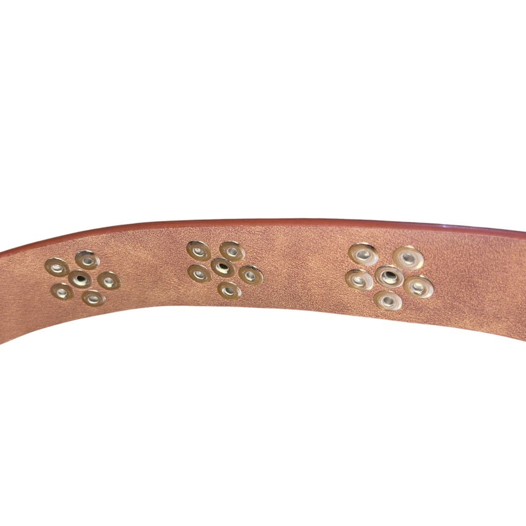 PacSun LA Hearts Studded Flower Belt Size S/M Tan Faux Leather Boho Retro NWOT