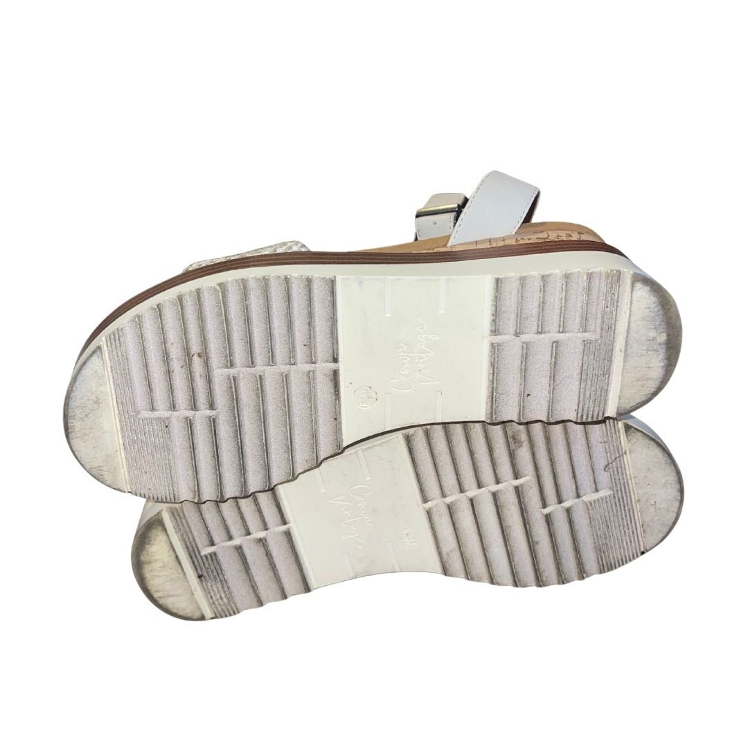 Crown Vintage Milika Wedge Platform Espadrille Sandal Buckle Ankle Strap SZ 6.5