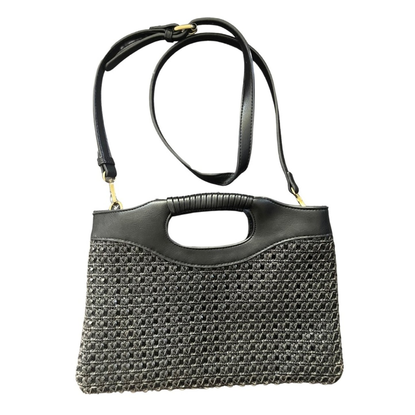 Anthropologie Morgan woven black crossbody bag purse