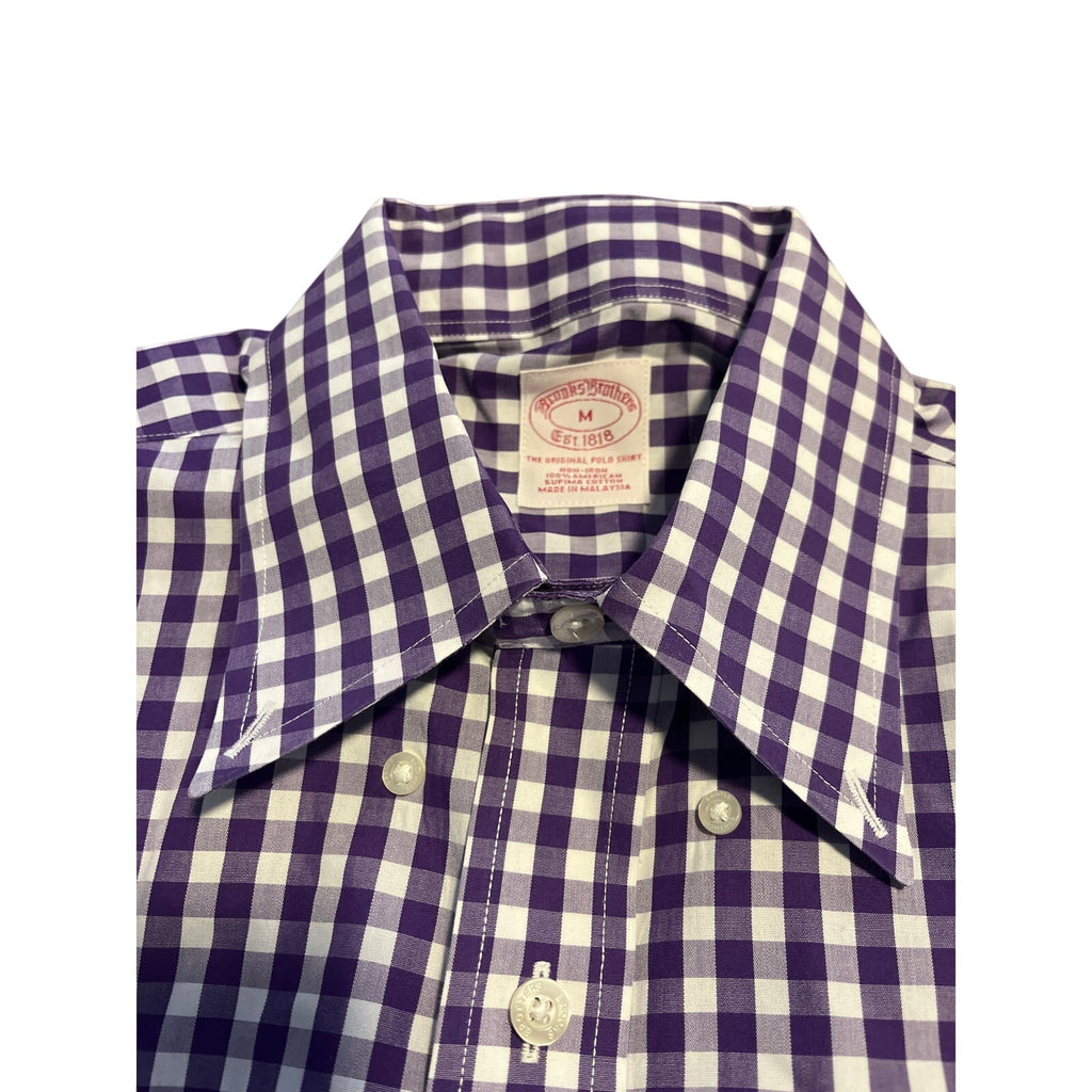 Brooks Brothers original polo shirt plaid Collar non iron Button up dress long sleeve