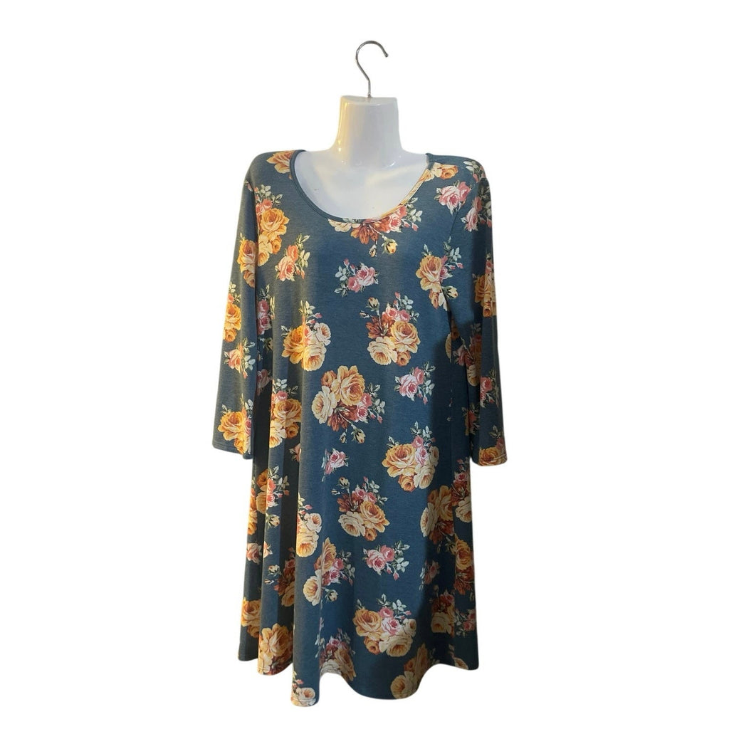 Nine Britton Floral Swing Jersey Shift Dress SZ M Boho Botanical Romantic NWT