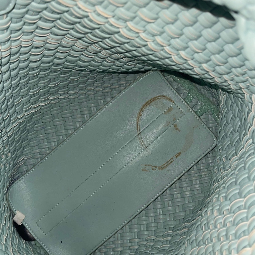 Rachel Zoe Aqua Woven Blue Hobo Shoulder Bag with matching pouch vegan leather