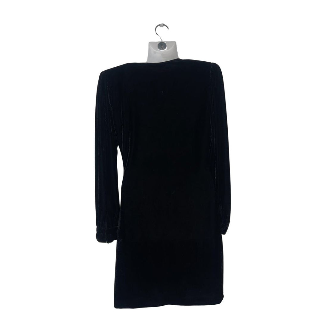 Zara Alessa Black Velvet Long Sleeve V-Neck Short Dress SZ Small Cocktail Party
