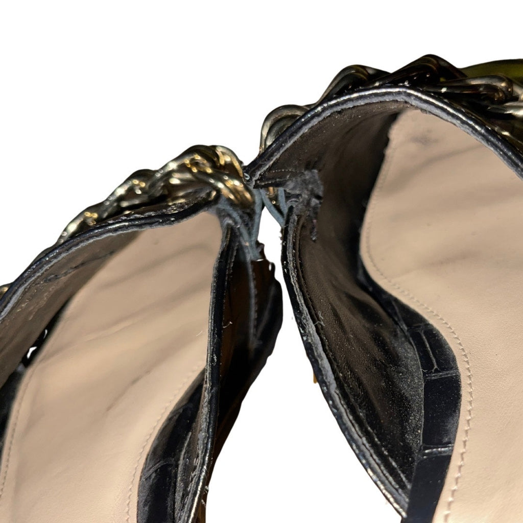 Vince Camuto Rachey Chain Link Mule Slip On Embossed Leather 8.5 Flats Slides