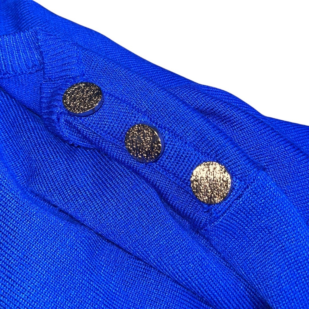 By Design Royal Blue Ribbed Sweater Top Size Medium Career Office Preppy