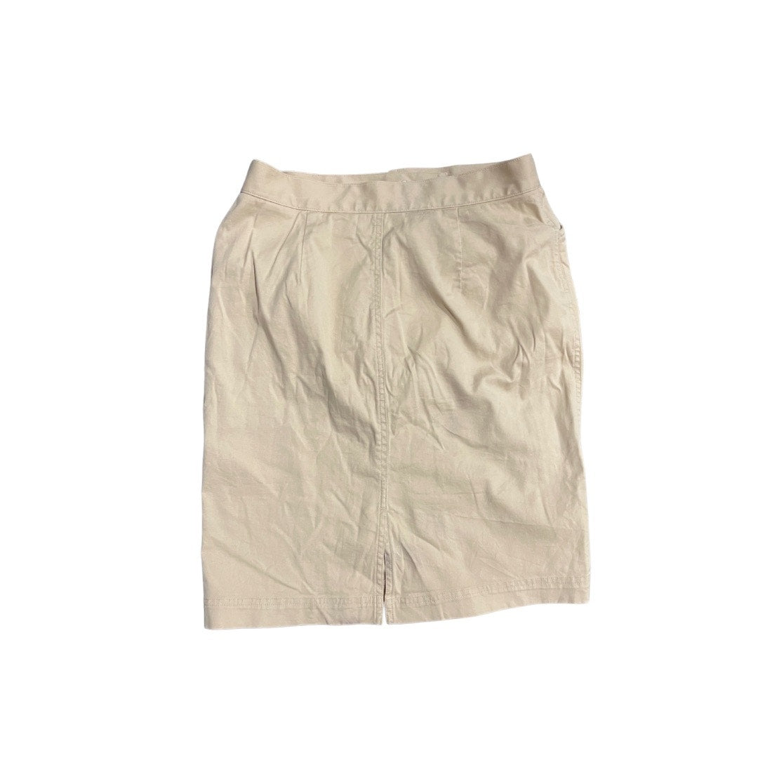 Jones New York Signature Khaki Stretch Snap up button Mini Skirt Size 4