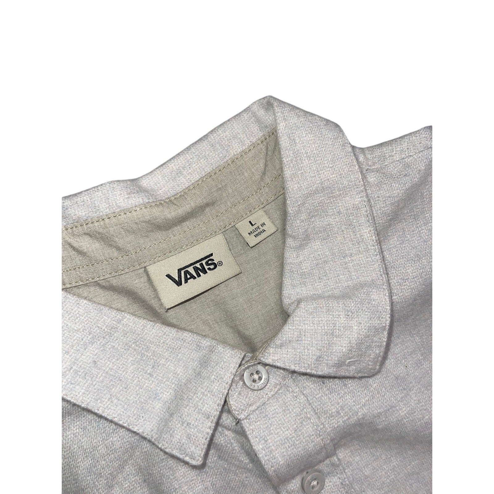 Vans Shirt Mens Gray Button Down Short Sleeve Shirt Size Large Skater Streetwear