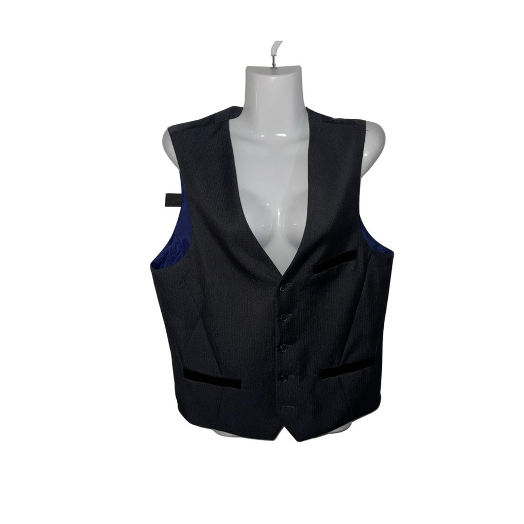 INC International Concepts Vest Men's Slim Fit Black Pinstripe Career wedding