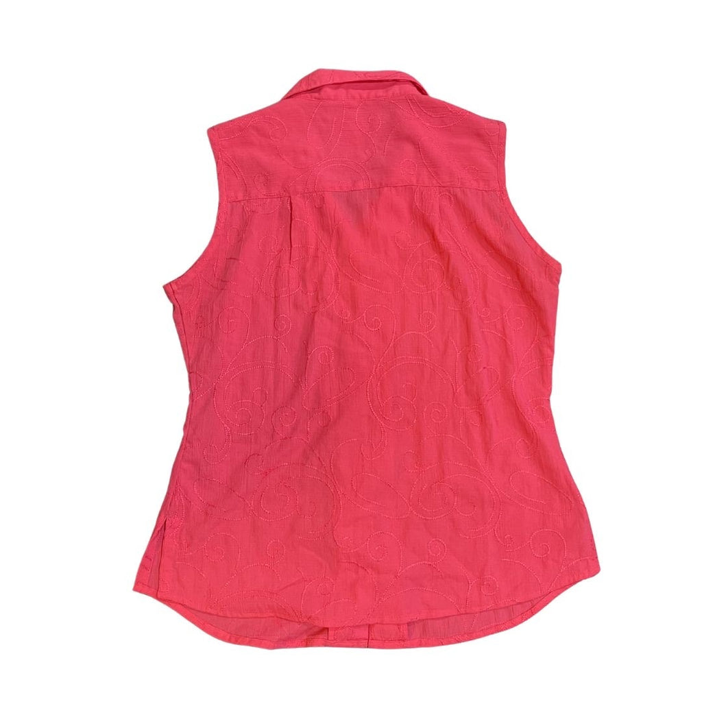 Christopher & Banks Button Vest Sleeveless Blouse Floral Pattern SZ Vintage Chic