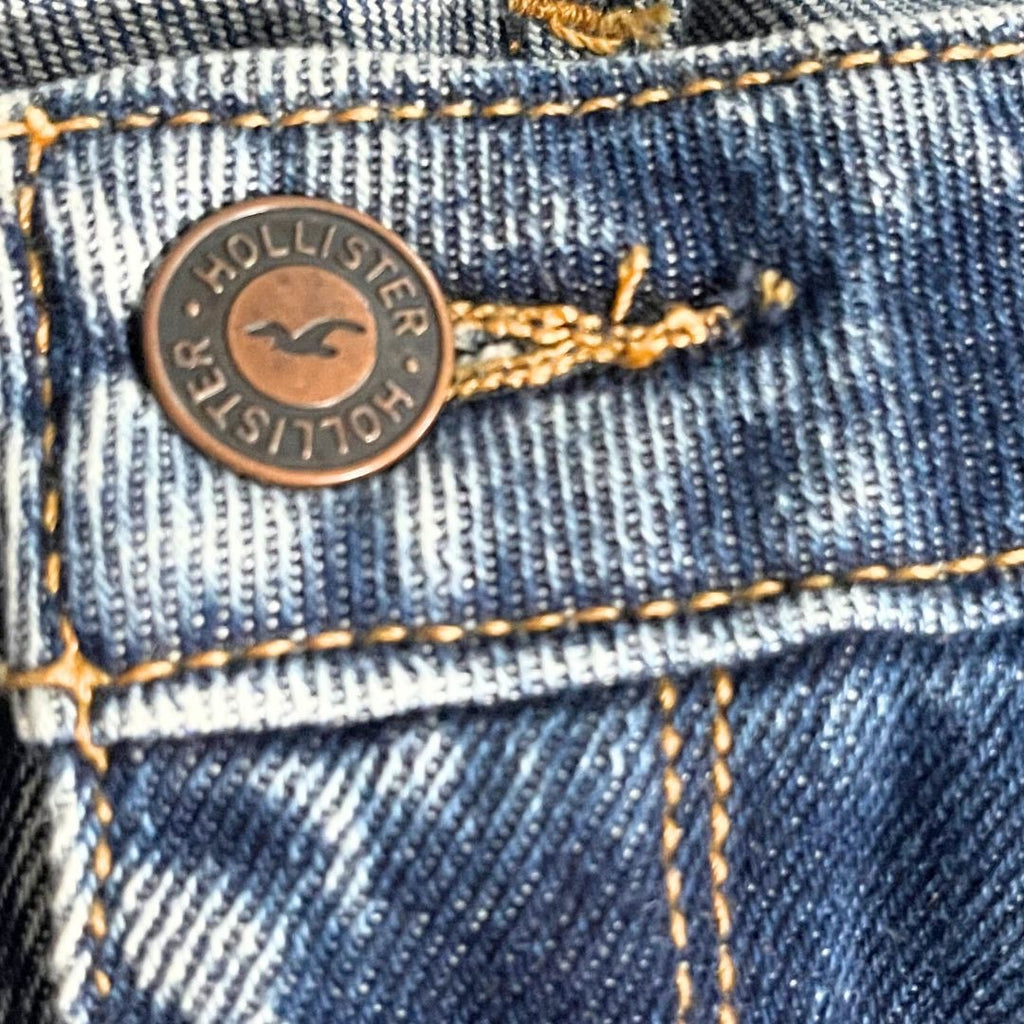 Hollister Relaxed Fit Blue Denim Jeans Ultra High Rise Baggy Tapered Pants