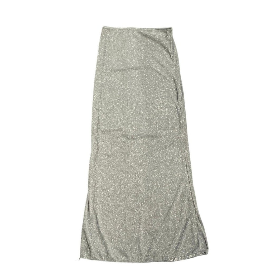 Cider Sheer Shimmery Silver Maxi Pull on Elastic Skirt Size Small NWT Y2K