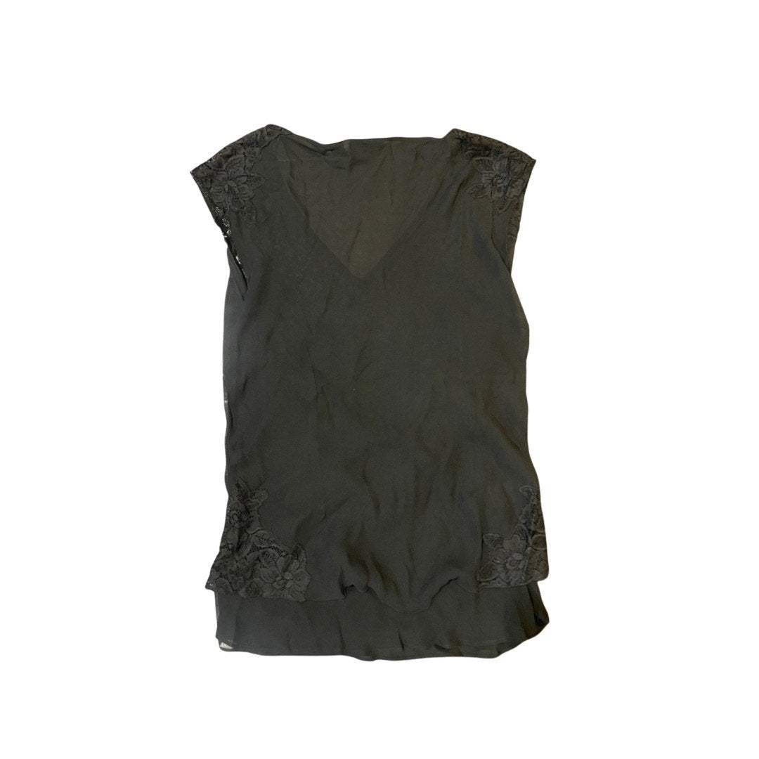 Express Vintage Women's Black Sleeveless Lace V-neck Blouse Top Size 10 Y2K 90s