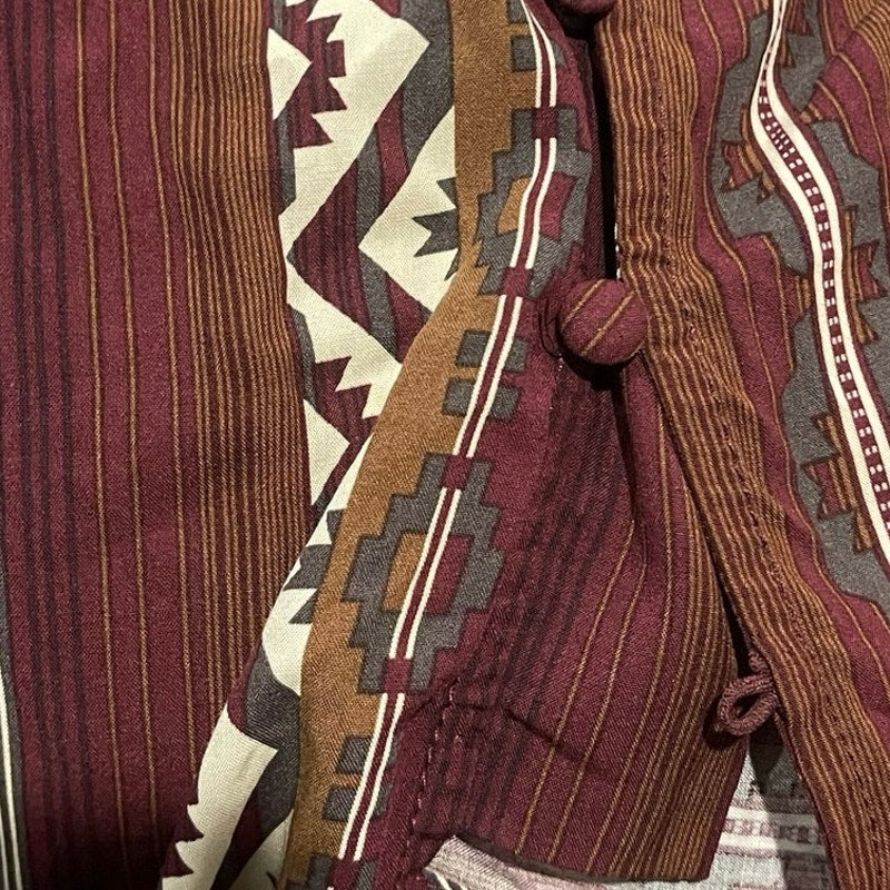 Wrangler Retro Southwestern Striped Long Sleeve Button Maxi Dress Medium Western