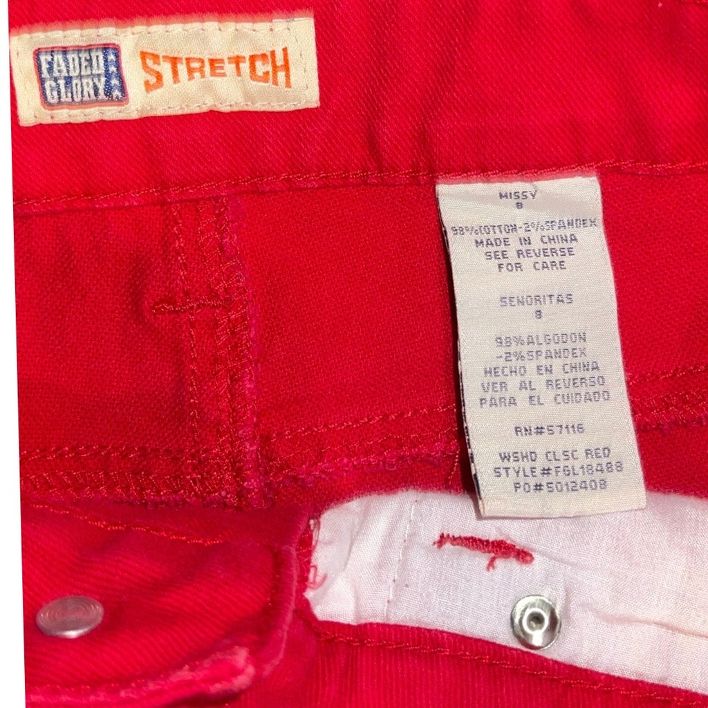 Faded Glory Women Capris Jean Red Pants Stretch Missy Size 8 Y2K 90s