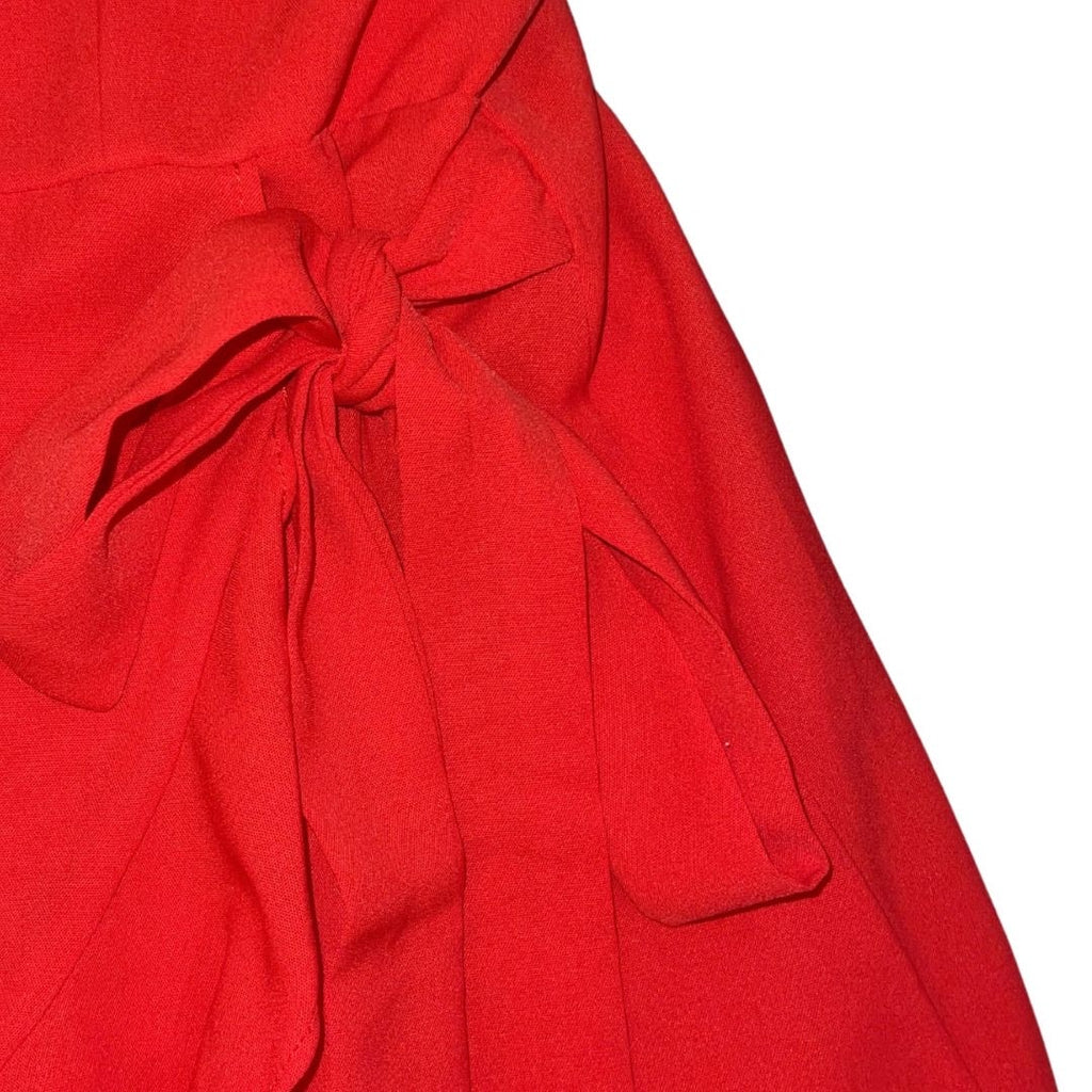 Red Adjustable Spaghetti Straps Sleeveless Faux Wrap Dress XL Flirty Party