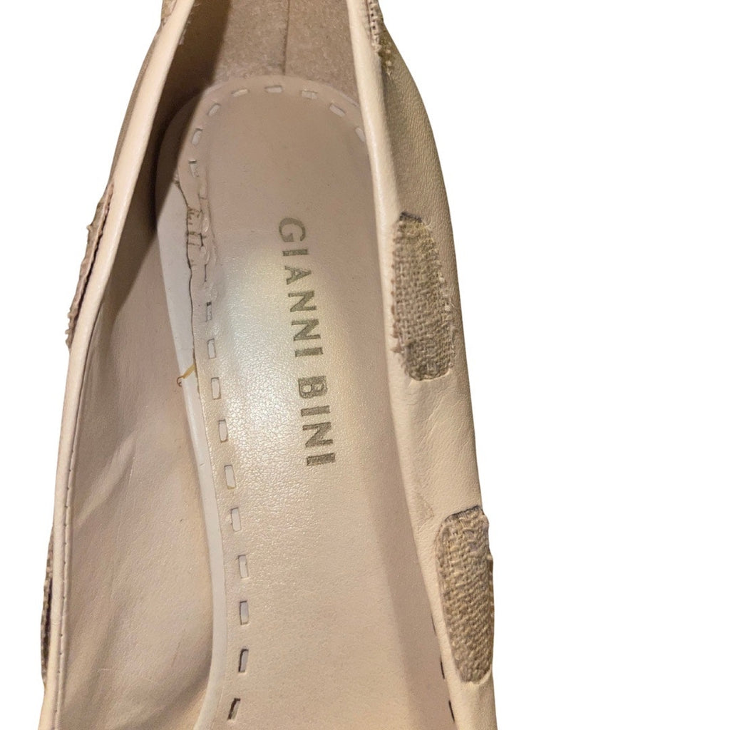 Gianni Bini Pumps Women Heels Shoes Leather and Fabric Bow Size 8.5