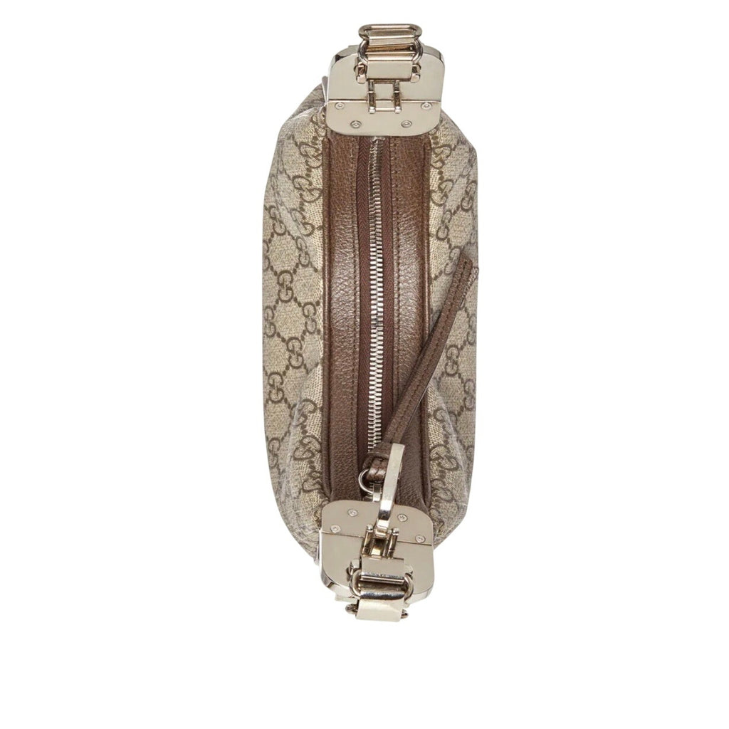 Gucci Supreme Canvas Attache Small Crossbody Purse 2 straps Moon Crescent Luxury