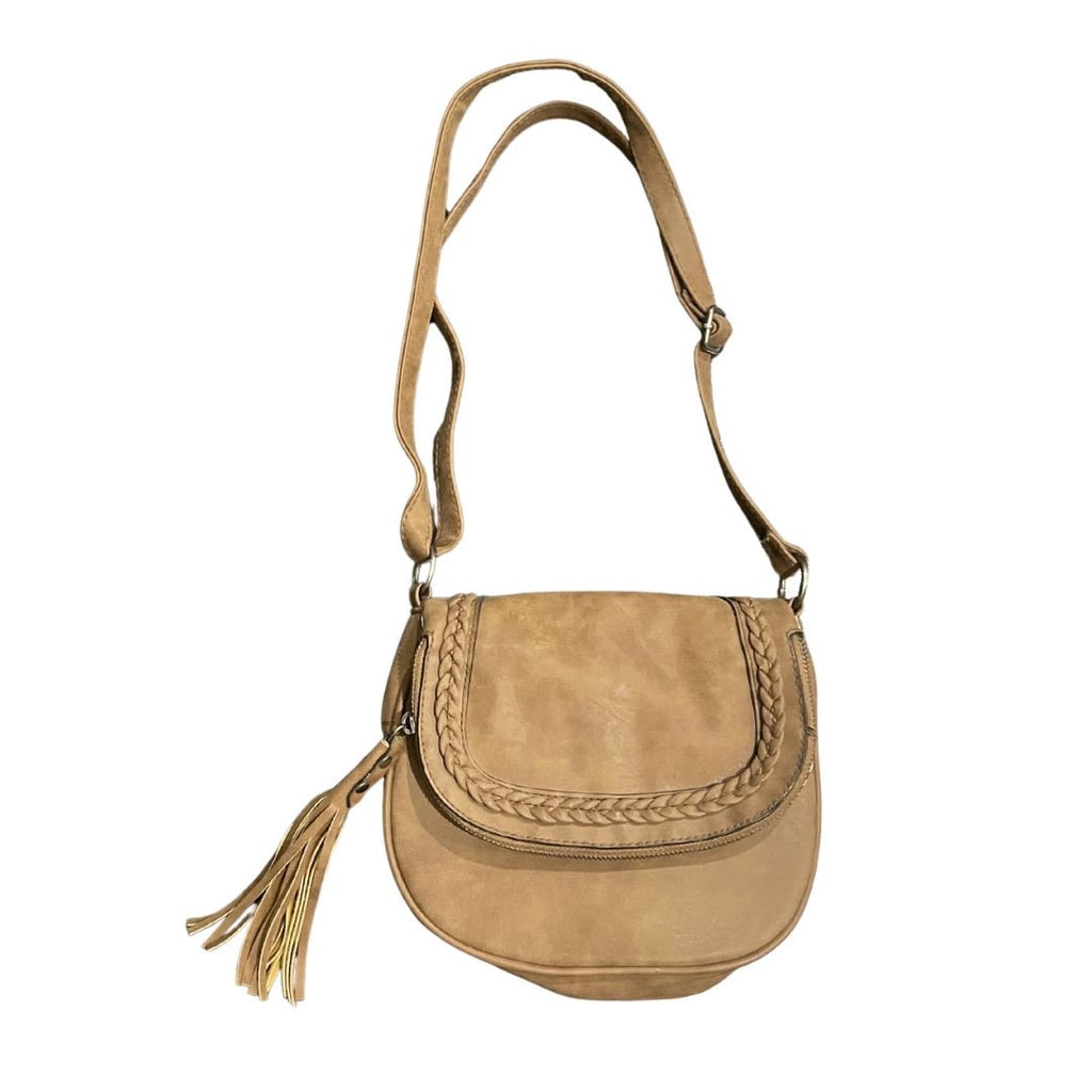 American Eagle Faux Leather Saddle Crossbody Purse Tassel Western Boho Chic