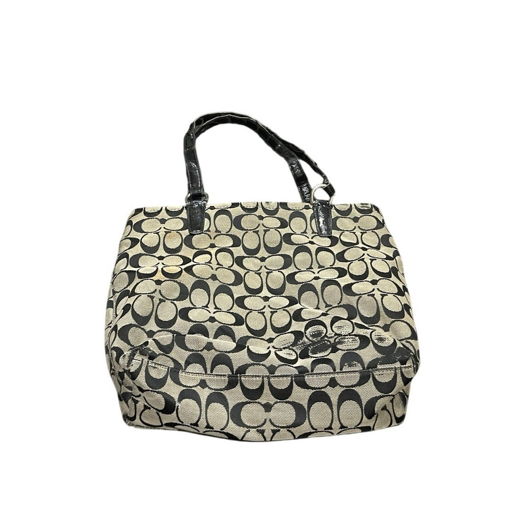 Coach Signature C Black Gray Canvas Tote Shoulder Bag Y2k VTG Flaw Purse