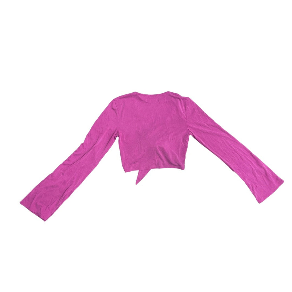 Urban Outfitters Elle Keyhole Flare Sleeve Magenta Purple wrap top blouse festival