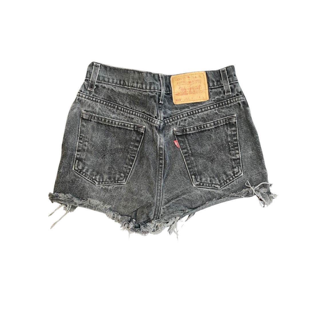 Levi's 512 High Rise Jean Denim Upcycle Shorts Cutoff Frayed Hem Distressed