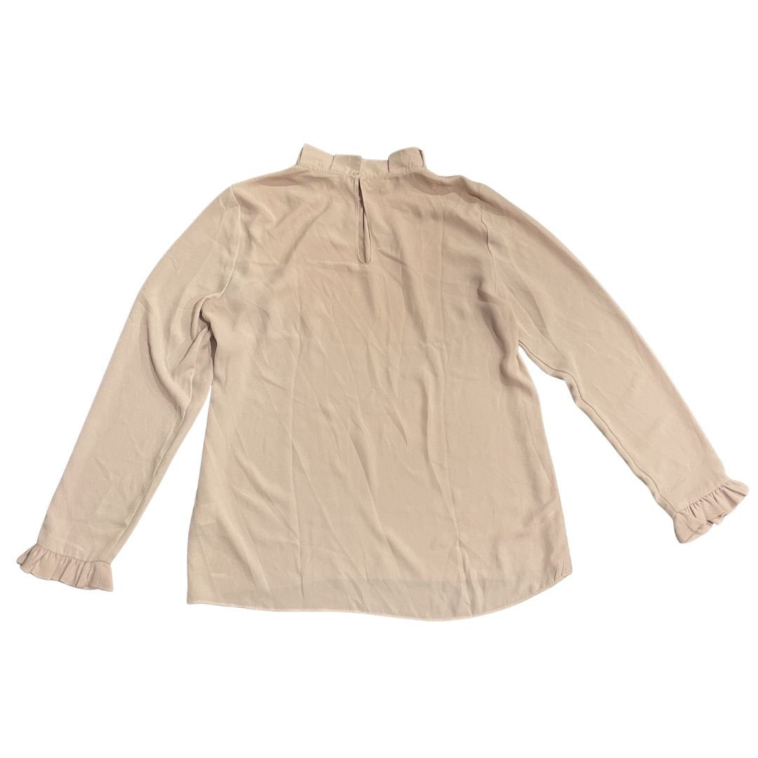 Violet & Claire Mock Neck Long Sleeve Blouse Pleated Ruffled Detailing Career