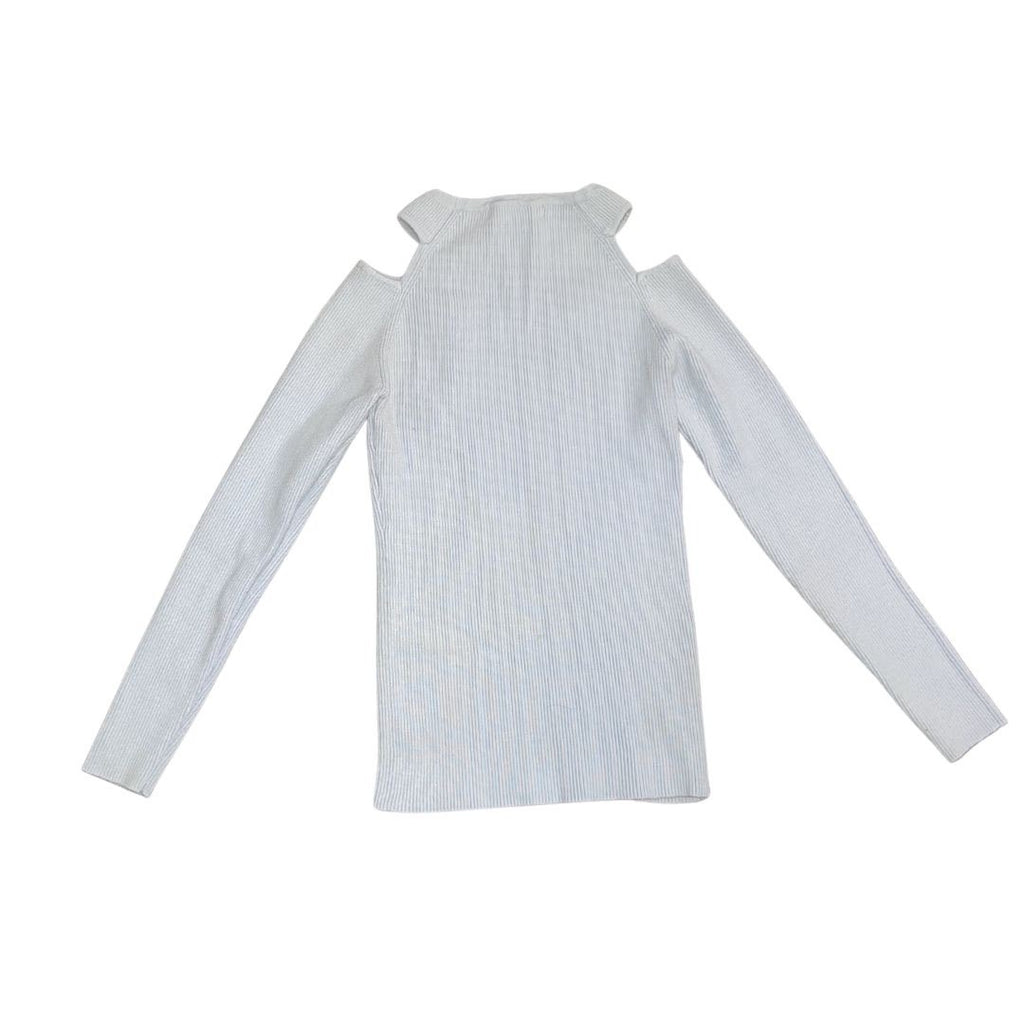 Catherine Malandrino Cold Shoulders Ribbed Sweater Top Size Medium Casual Chic