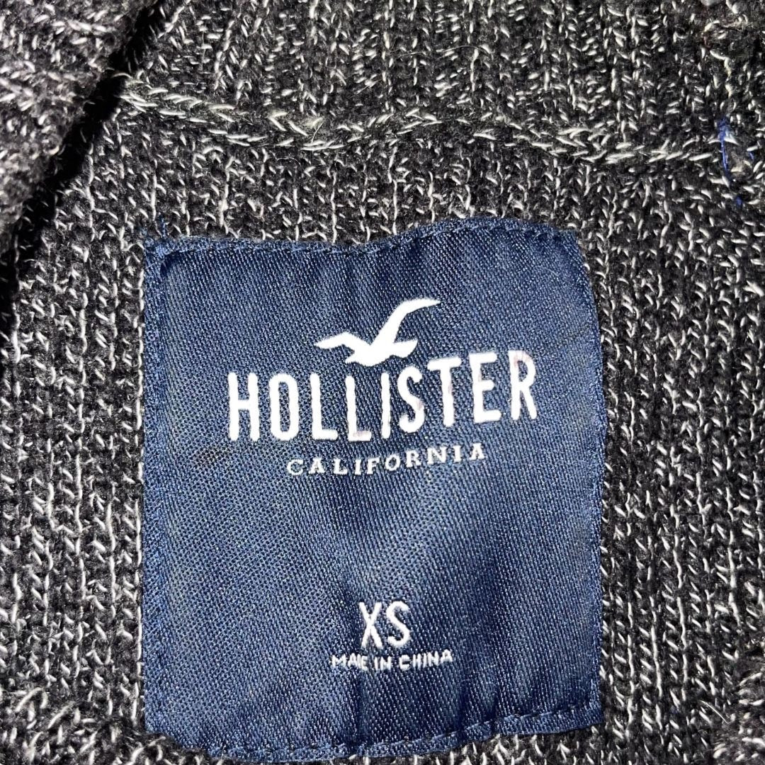 Hollister Co. Logo Men's Marbled Knit Charcoal Crewneck Sweater Size XS Y2K