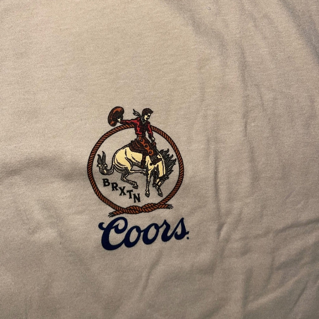 Brixton Coors Omaha T-shirt Tan 100% Cotton Western Cowboy Size 2XL NWT