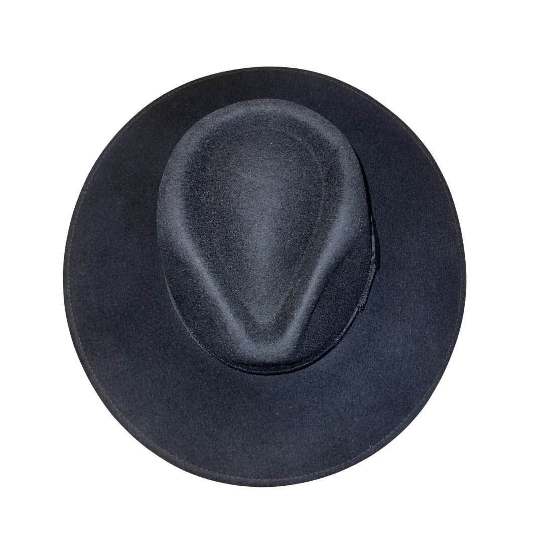 Brixton Joanna Black Felt Fedora Hat Ribbon Band NWT SZ Medium Australian Wool