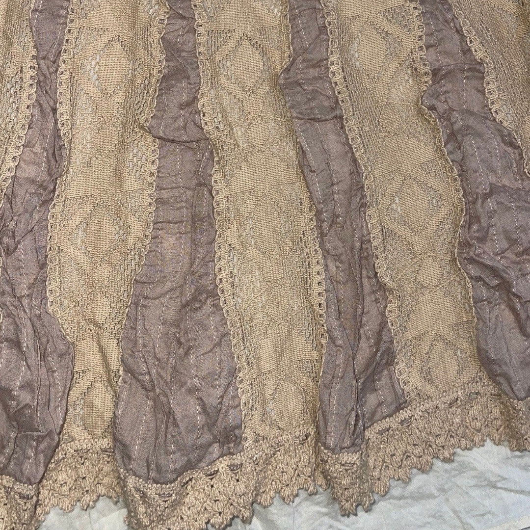 Coldwater Creek Lace Pleated Midi Skirt Boho Size 8 Hippie Cotton Festival Y2K