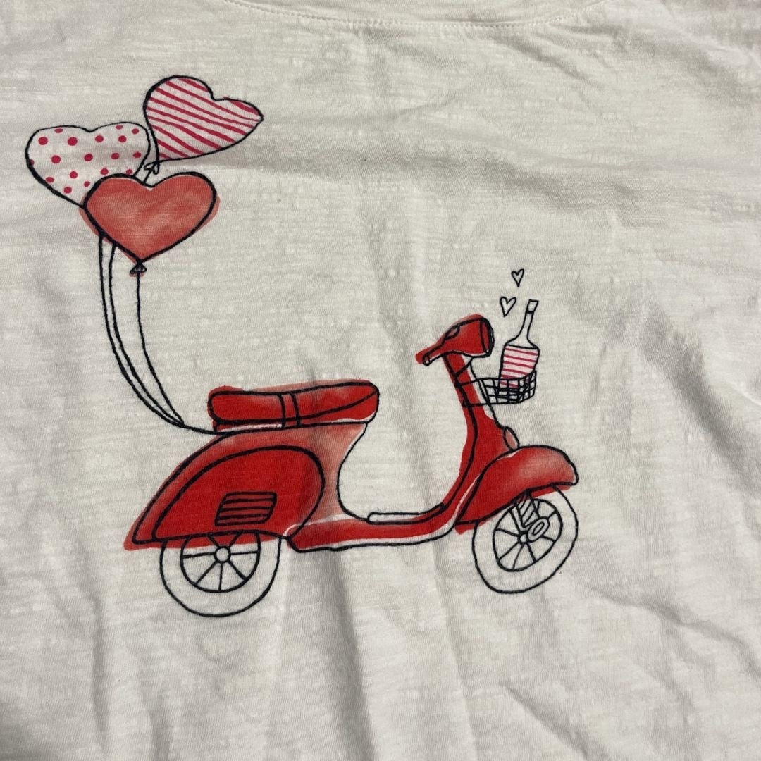Talbots Graphic Heart Balloon Tee Shirt Size Small Valentine Artsy Casual Fun