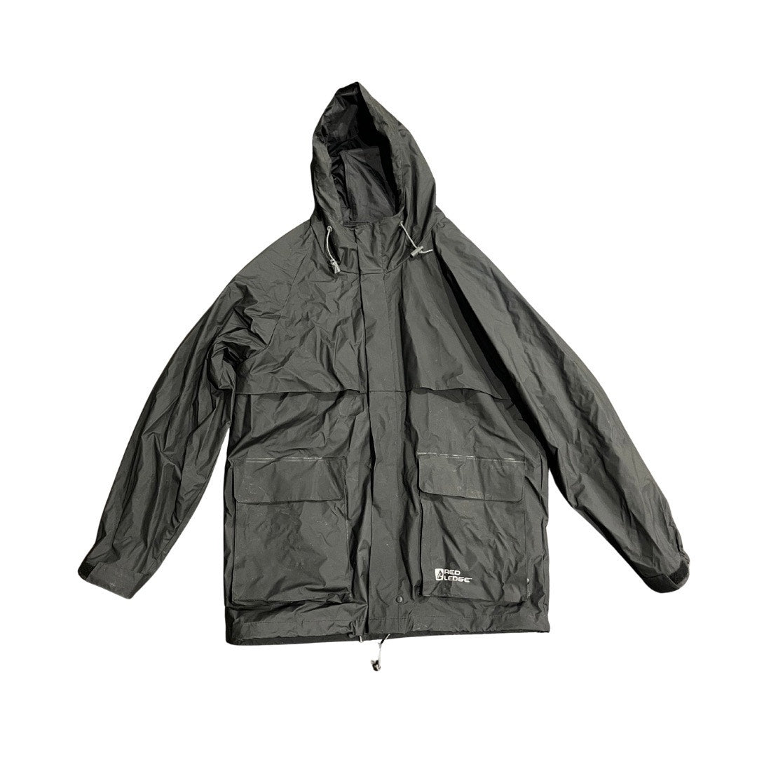 Red Ledge Men's Hood Rain Jacket Outdoor Hiking Waterproof Size Medium