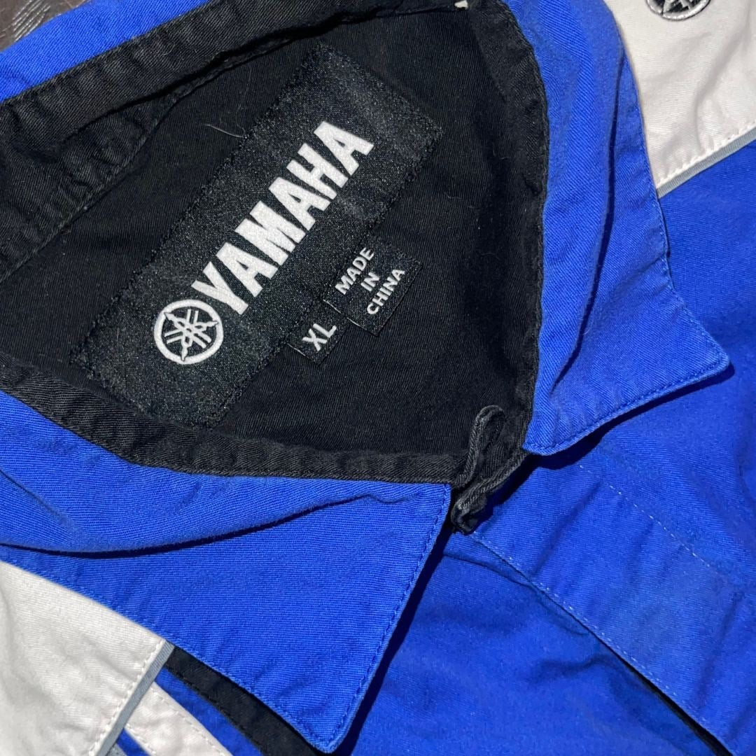 Vintage Yamaha Racing Button Shirt Mens Size XL Jersey Motorcycle Biker