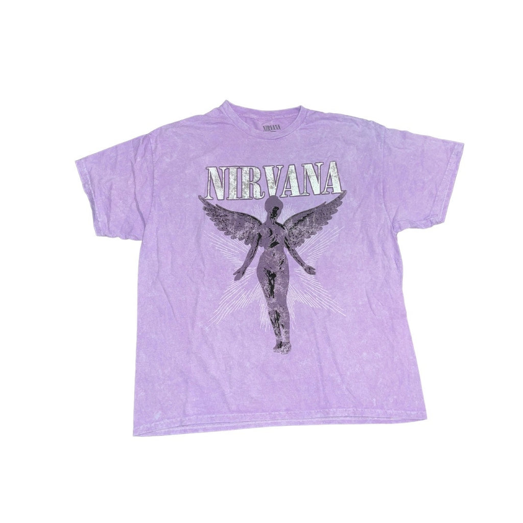 Nirvana T-Shirt Rock Band Merch In Utero Angel Graphic Tee Purple Size XL