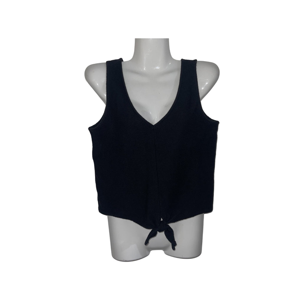 Madewell Texture & Thread Tie Front V-neck Tank Top Ribbed Texture SZ Small