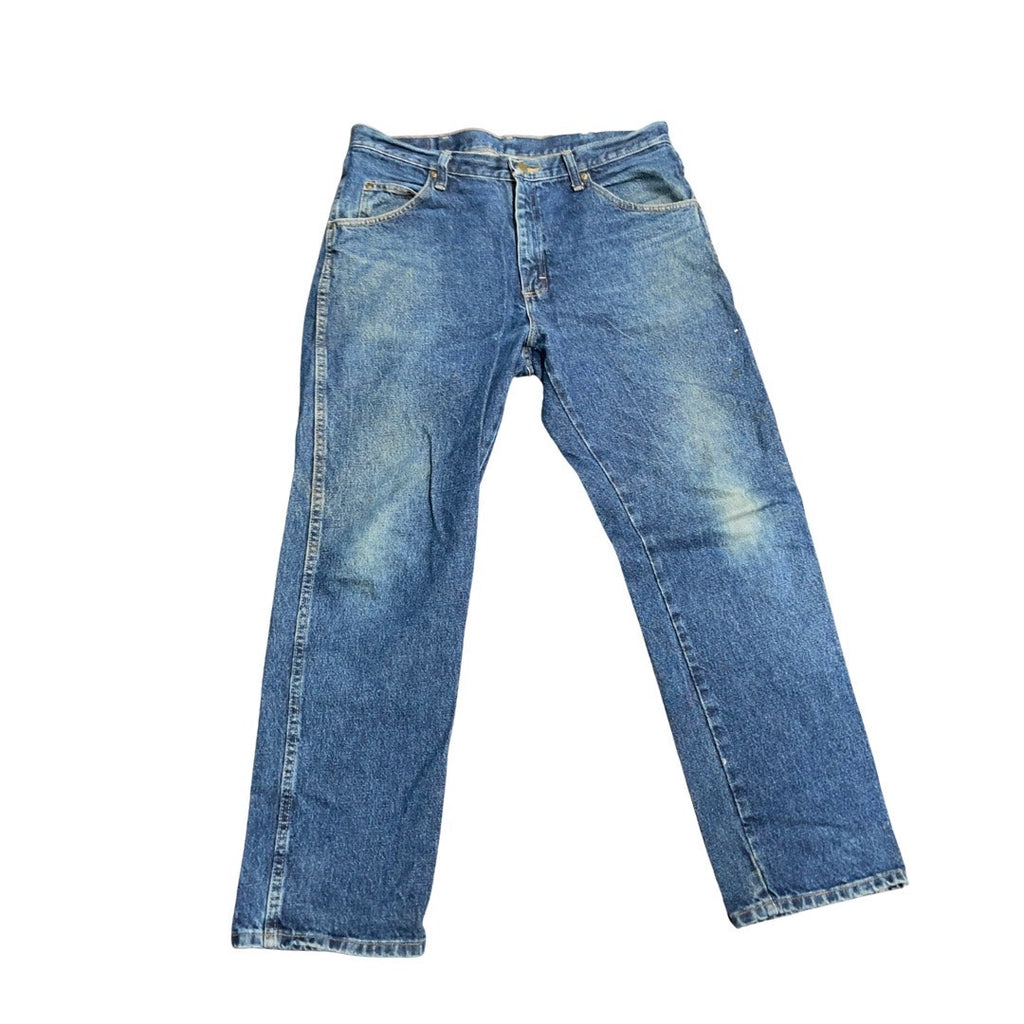 Wrangler Authentic Denim Blue Jeans Regular Fit Size 36x30 Straight Leg Utility