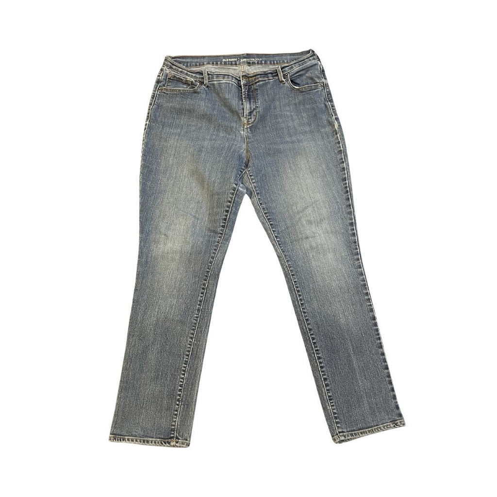 Old Navy Curvy Profile Mid Rise Straight Leg Denim Jeans 14S Streetwear Flaw