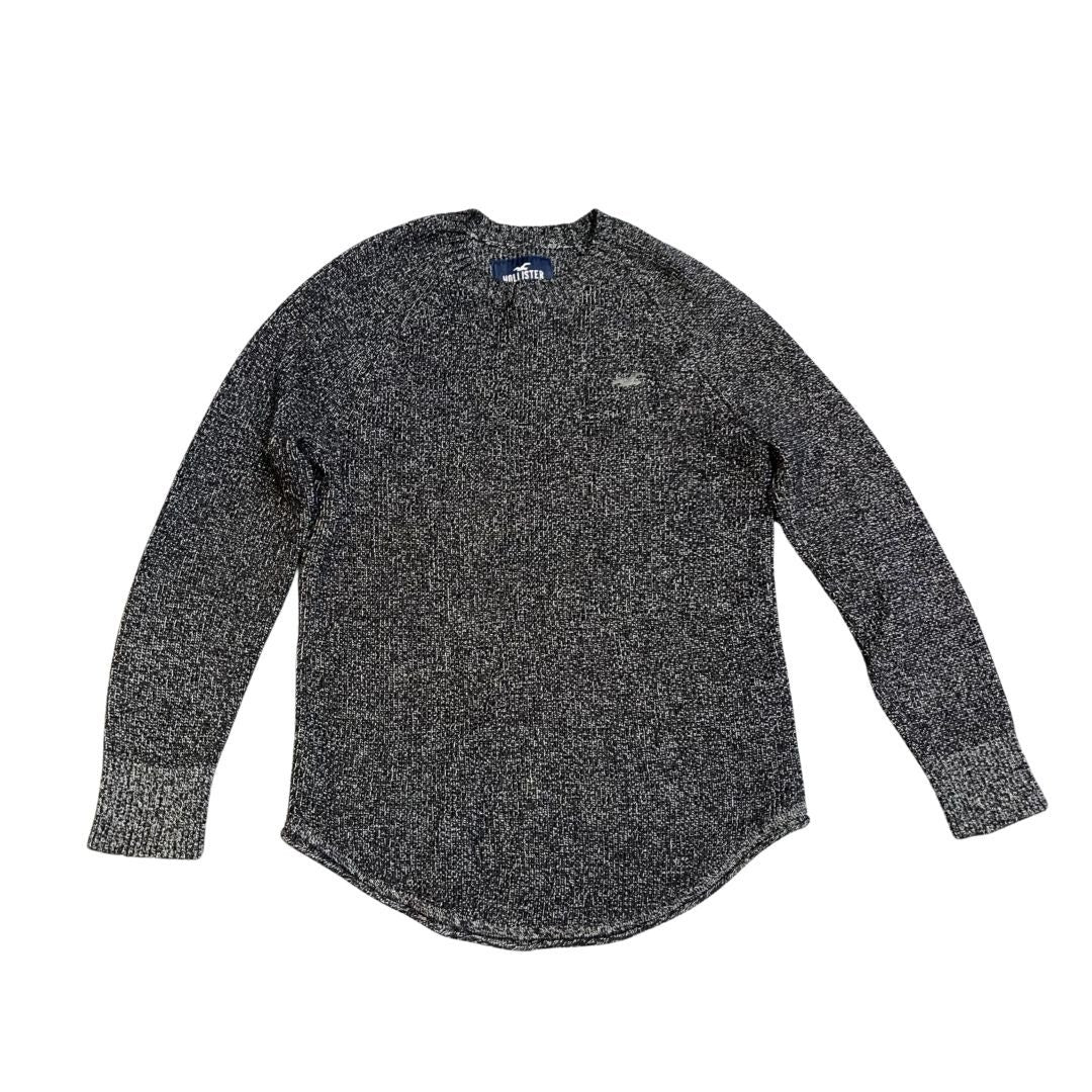 Hollister Co. Logo Men's Marbled Knit Charcoal Crewneck Sweater Size XS Y2K