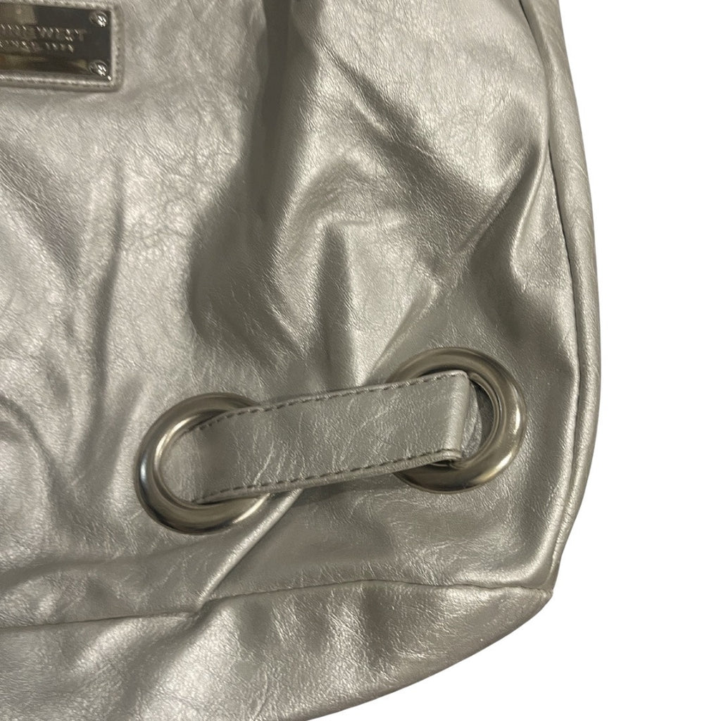 Nine West Metallic Hobo Shoulder Bag Faux Leather Slouchy Y2K Chic Boho
