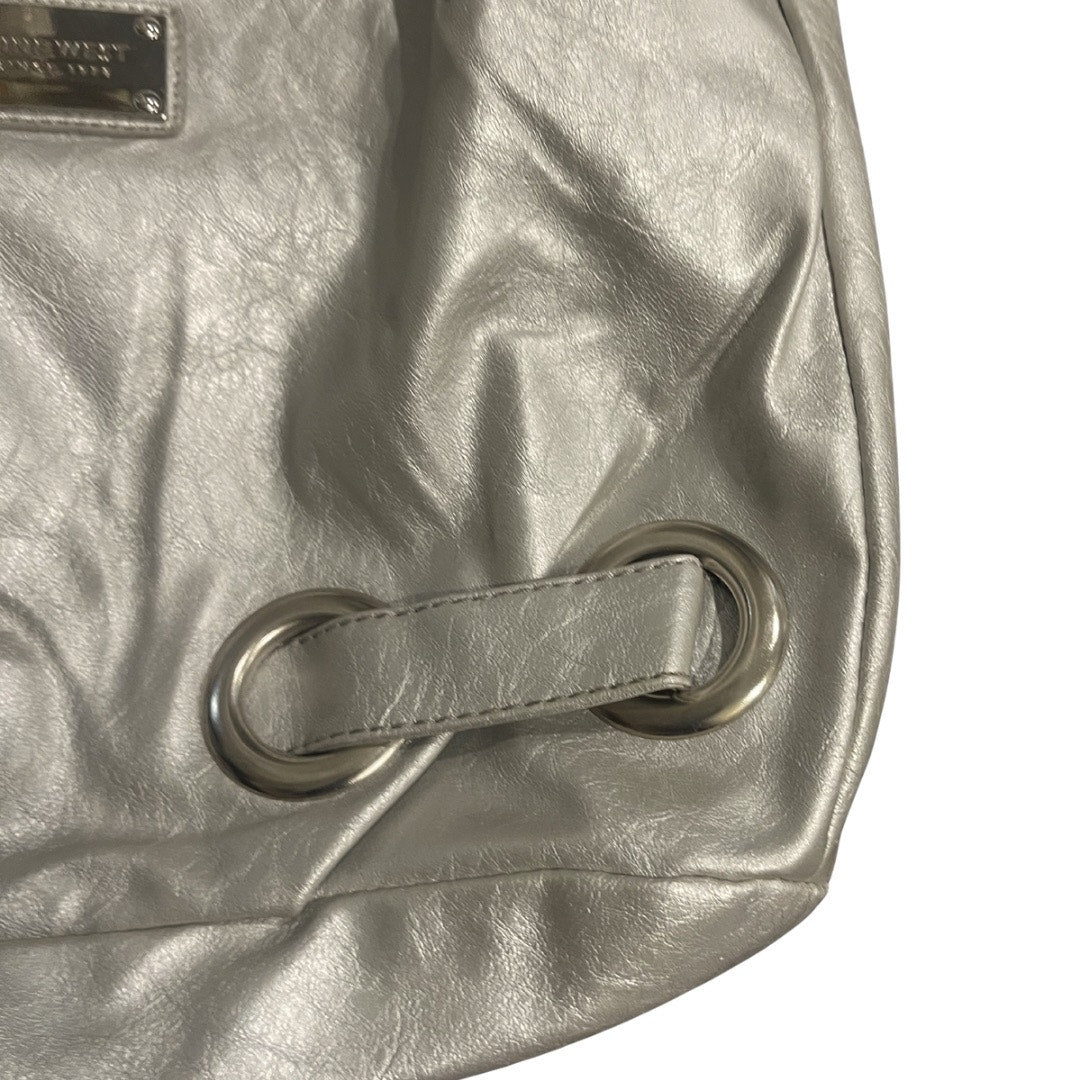 Nine West Metallic Hobo Shoulder Bag Faux Leather Slouchy Y2K Chic Boho
