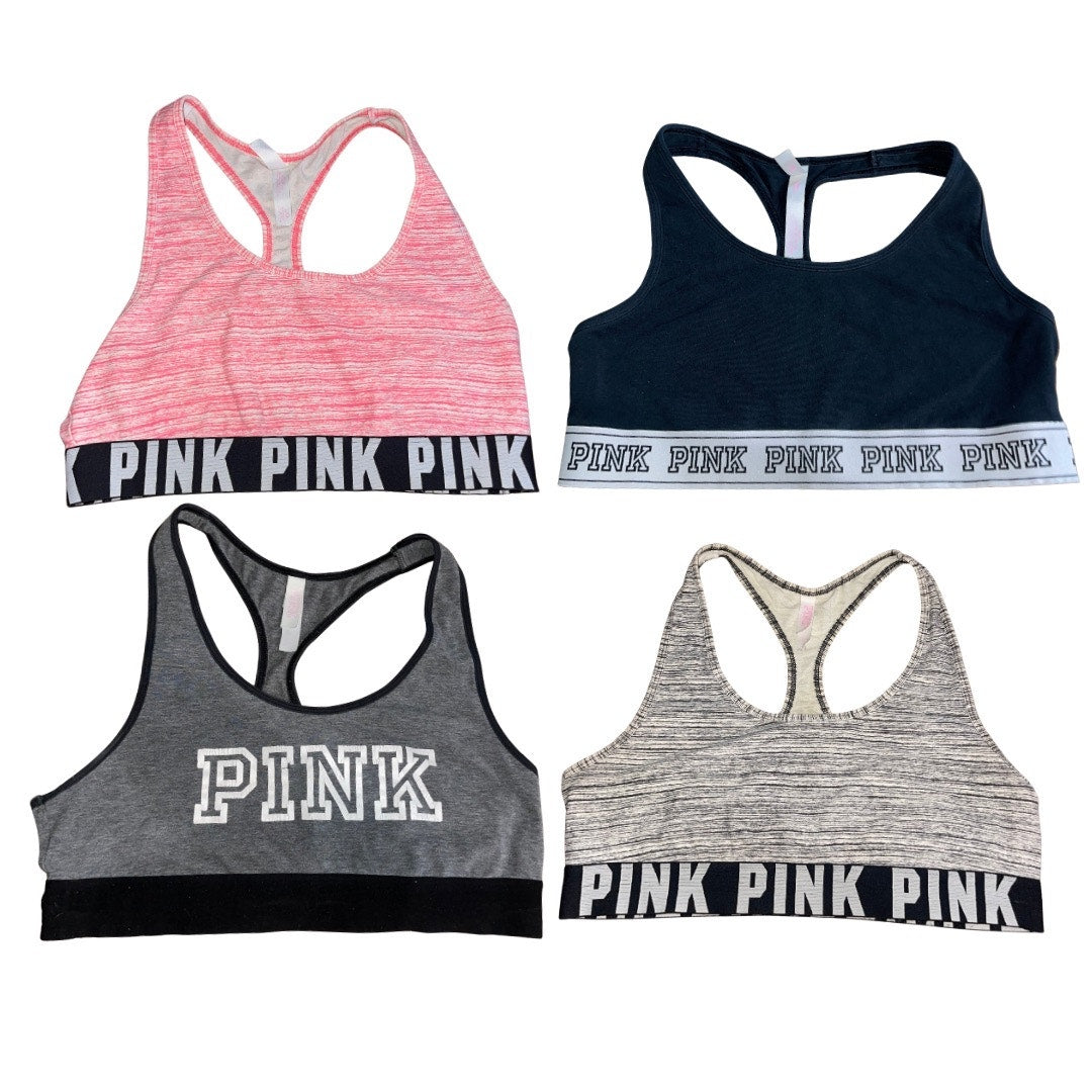 Bundle Four Victoria Secret Pink Sports Bras Athletic Loungewear Size Large