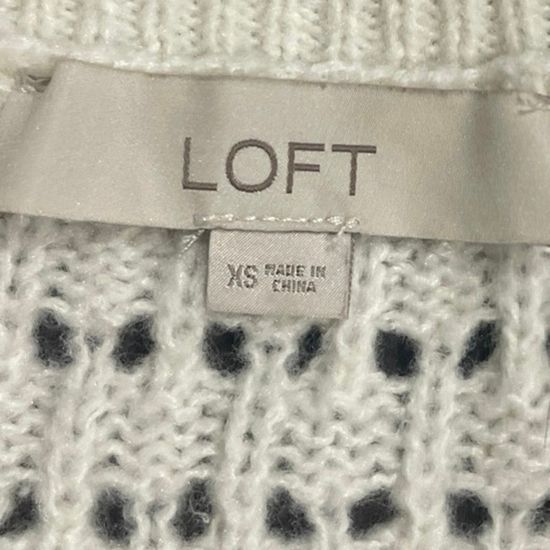 Loft Shoulder Ruffle Open Knit Sweater Size Small Romantic Boho Cottagecore