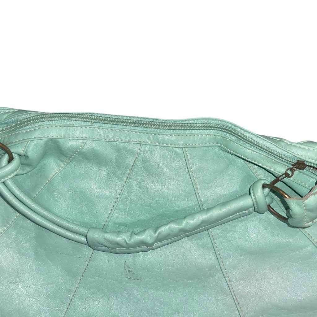 Vinyl large shoulder bag purse with outer zipper design