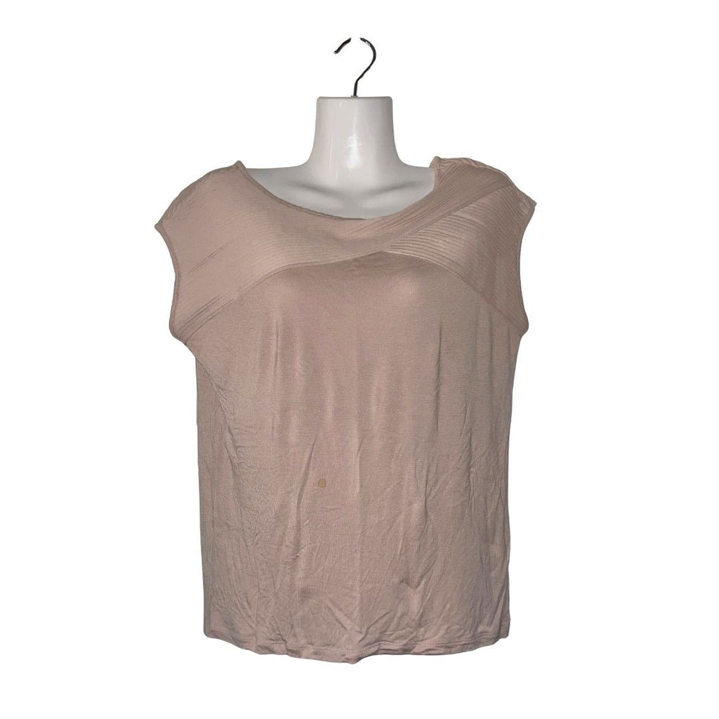 Calvin Klein Top Cap Sleeves Blush Pink Size Small Ruche Neckline Casual