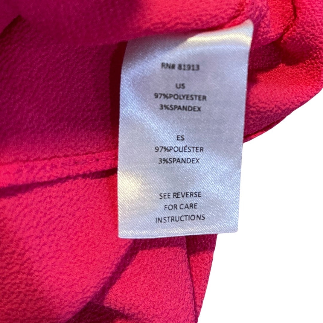 C&E Blouse Exposed Shoulders Short Sleeve Hot Pink Size Large NWT