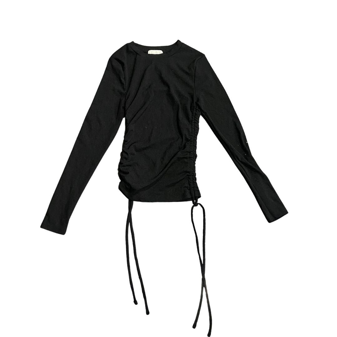 Topshop Long Sleeve Ruched Side Adjustable Drawstrings Size 2 Trendy Y2K