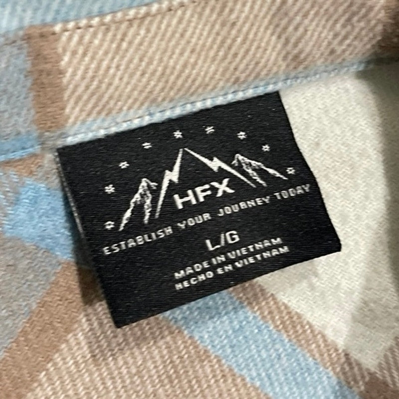 HFX Plaid Flannel Shirt Jacket Shacket Size Large Relaxed Fit Streetwear Outdoor