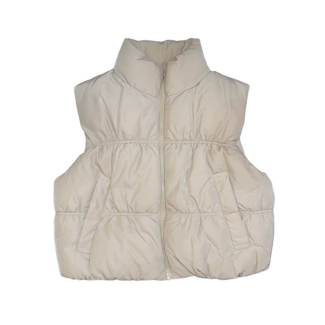 H&M Divided Cropped Puffer Sleeveless Mocked Neck Vest Small Sporty Chic Casual