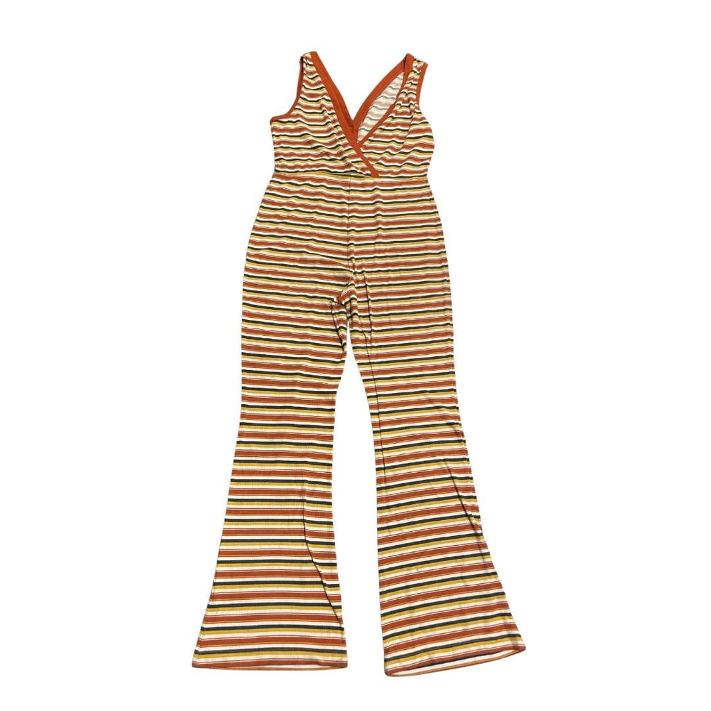 Wild Fable Multicolor Striped Ribbed Jumpsuit Retro 70's Festival Hippie Boho